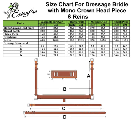 ExionPro Dressage Bridle: Mono Crown, Raised Browband, Anatomical Noseband, Detachable Flash & Web Reins