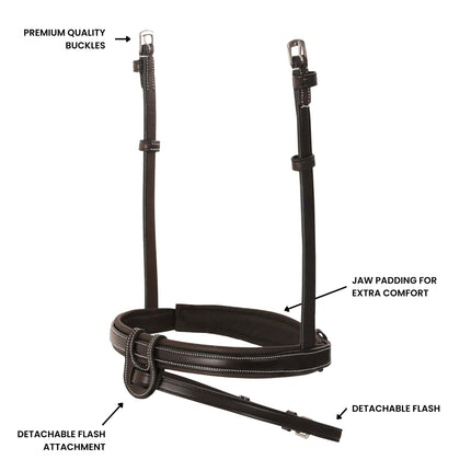 Replacement Noseband of ExionPro Fully Padded Snaffle Bridle with U Shaped Detachable Flash