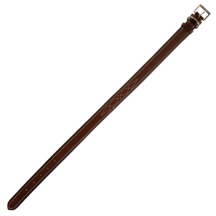 ExionPro Fancy Stitched Padded Leather Dog Collar - Brown Padding