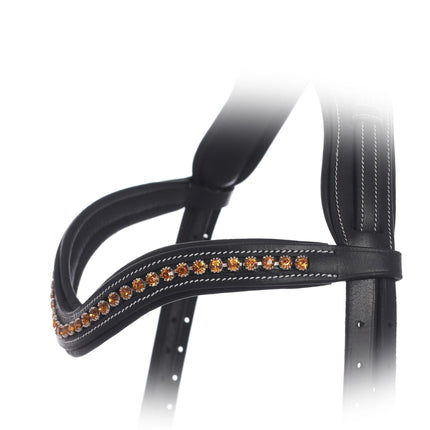 ExionPro Elegant Deep Curved Soft Padded Topaz Crystal Decorated Browband