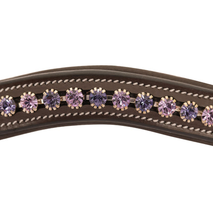ExionPro Elegant Deep Curved Soft Padded Tanzanite, Violet Colored Crystal Decorated Browband