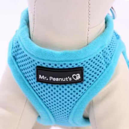 Mr. Peanut's PupTrek Harness and Leash Set,  Small Dog/Cat Soft Mesh Step In Harness Vest