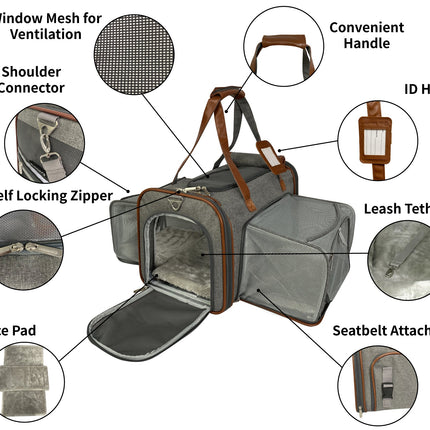 Mr. Peanut's Gold Series Standard Size Airline Compliant Double Expandable Pet Carrier