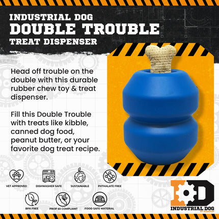 Double Trouble eDispenser Durable Rubber Chew Toy and Treat Dispenser