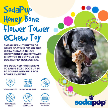 Honey Bone Dental Flower Tower eChew Ultra Durable Nylon Dog Chew Toy - XL