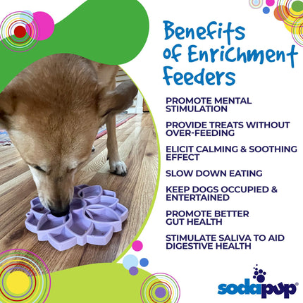 Mandala Softie eTray Enrichment Shallow Slow Feeder Dog Bowl with Suction Cups