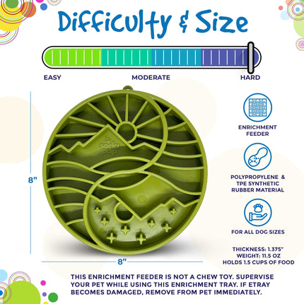 Sun and Moon Design eTray Enrichment Shallow Slow Feeder Dog Bowl