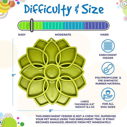 Mandala Design eTray Enrichment Shallow Slow Feeder Dog Bowl