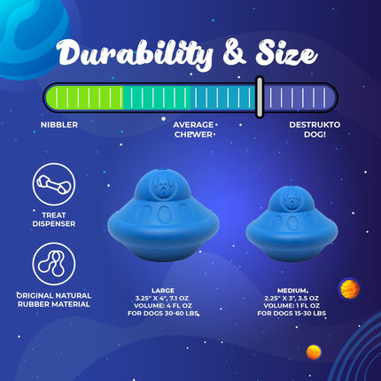 Flying Saucer eDispenser Durable Rubber Chew Toy & Treat Dispenser