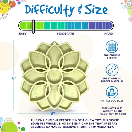 Mandala Softie eTray Enrichment Shallow Slow Feeder Dog Bowl with Suction Cups