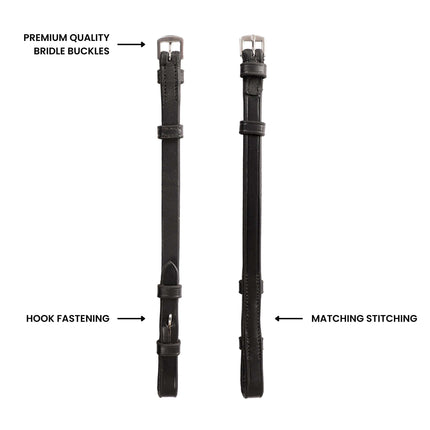 ExionPro Bridle Cheek Pieces With Hook Fastening - Matching Stitching