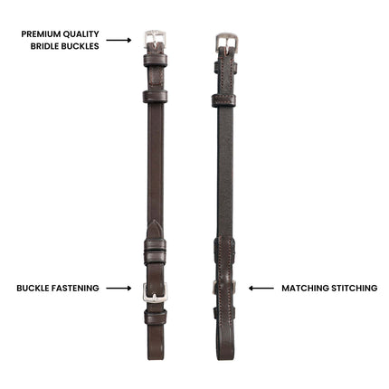 ExionPro Bridle Cheek Pieces With Buckle Fastening - Matching Stitching