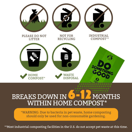 Compostable Pet Waste Bags - 180 Bags
