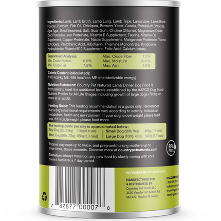 Lamb Dog Food 13oz Cans - Tray of 9 Cans