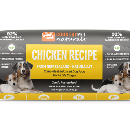 Chicken Dog Food 1.5lb Frozen Rolls - Case of 8