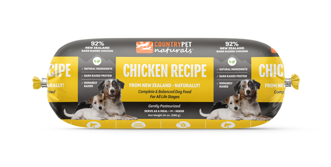 Chicken Dog Food 1.5lb Frozen Rolls - Case of 8