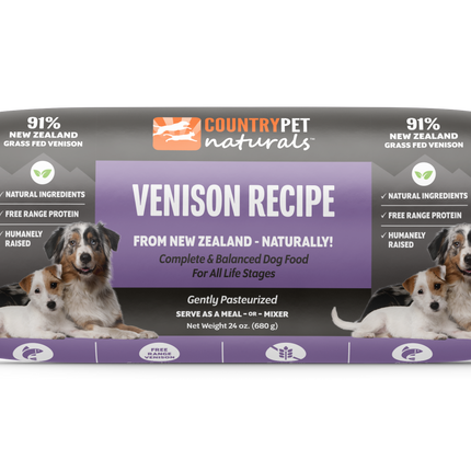 Venison Dog Food- 1.5lb Frozen Rolls - Case of 8