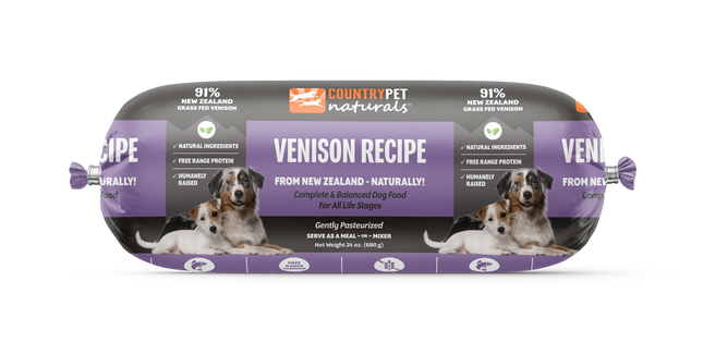 Venison Dog Food- 1.5lb Frozen Rolls - Case of 8