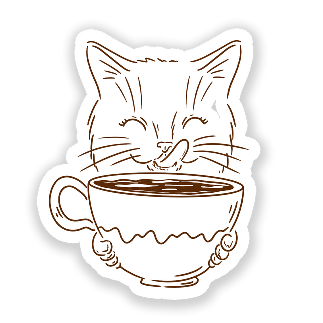 Cat Drinking Sticker