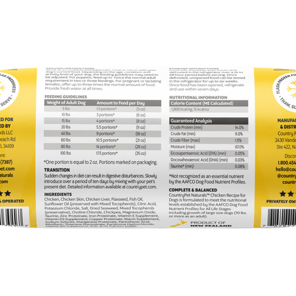 Chicken Dog Food 1.5lb Frozen Roll-Tasting Pack Single Roll