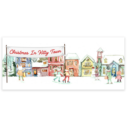 Christmas In Kitty Town Vintage Sticker