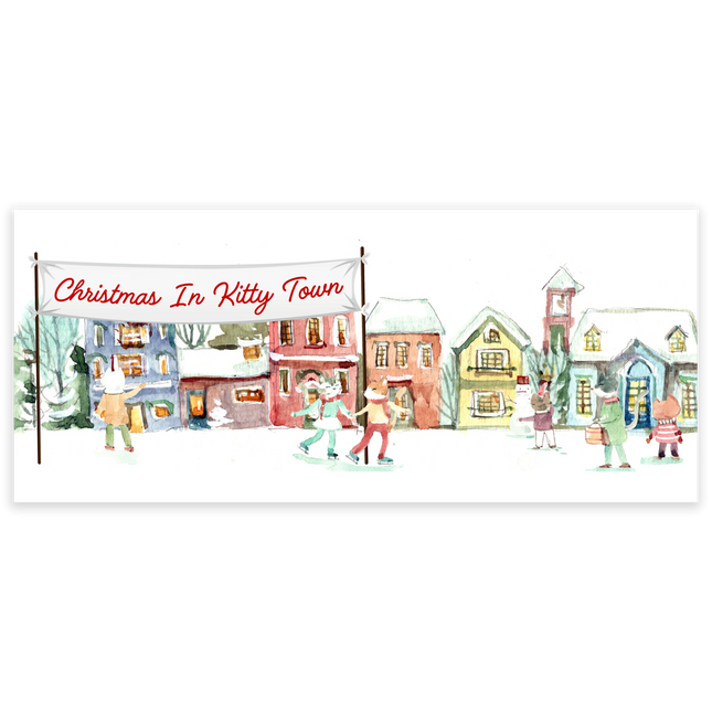 Christmas In Kitty Town Vintage Sticker