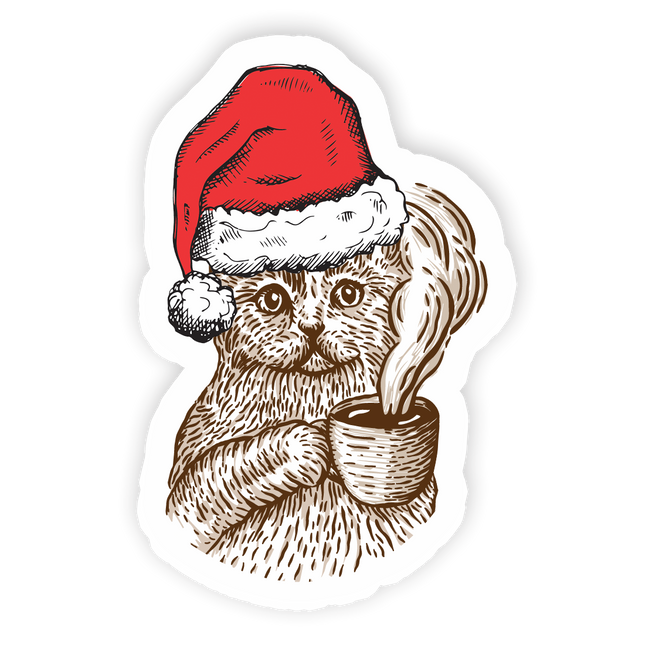 Kitty Town Santa Sticker
