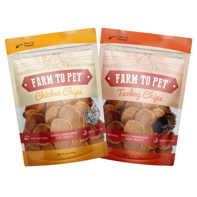 Turkey & Chicken Chip Dog Treat Duo | Single-ingredient Poultry Treats for Dogs