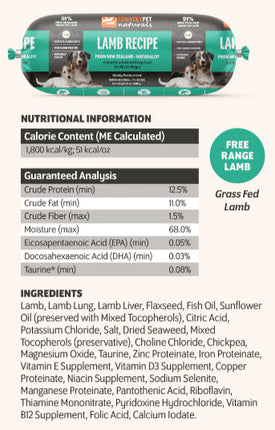 Lamb Dog Food 1.5lb Frozen Rolls - Case of 8