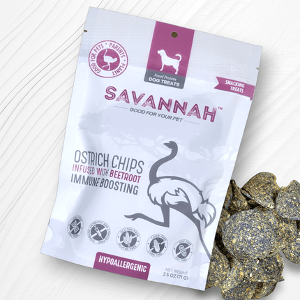 Ostrich Chips with Beetroot (2.5oz): The Flavorful, Immune-Boosting Treat for Dogs