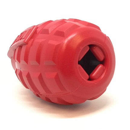 USA-K9 Grenade eDispenser Durable Rubber Chew Toy & Treat Dispenser - red