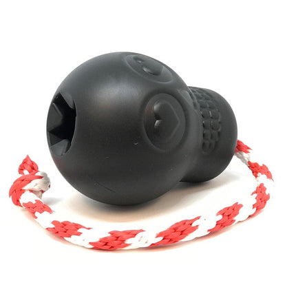 USA-K9 Magnum Skull Durable Rubber Chew Toy, Treat Dispenser, Reward Toy, Tug Toy, and Retrieving Toy - Black Magnum