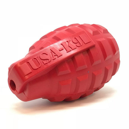USA-K9 Grenade eDispenser Durable Rubber Chew Toy & Treat Dispenser - red