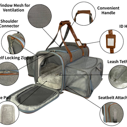 Mr. Peanut's Gold Series Big Apple XL Size Airline Compliant Double Expandable Pet Carrier