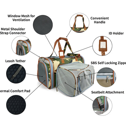 Mr. Peanut's Gold Series Standard Size Airline Compliant Expandable Pet Carrier - Prints Edition