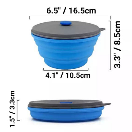 Mr. Peanut's 30oz Collapsible Silicone Camping Bowl with Lid & Foldable Fork