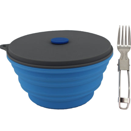 Mr. Peanut's 30oz Collapsible Silicone Camping Bowl with Lid & Foldable Fork