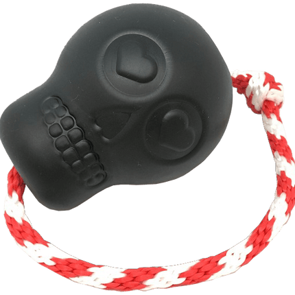 USA-K9 Magnum Skull Durable Rubber Chew Toy, Treat Dispenser, Reward Toy, Tug Toy, and Retrieving Toy - Black Magnum