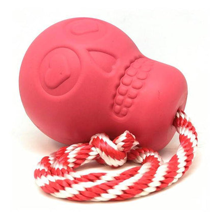 USA-K9 Skull Durable Rubber Chew Toy, Treat Dispenser, Reward Toy, Tug Toy, and Retrieving Toy - Pink